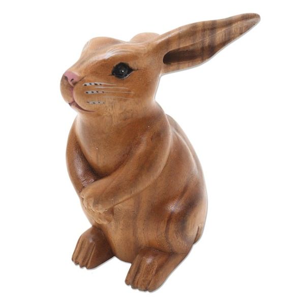 Alternate image for Handmade Brown Bunny Sculpture Adorable Rabbit in Brown