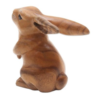 Alternate image for Handmade Brown Bunny Sculpture Adorable Rabbit in Brown