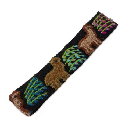Alternate image for Embroidered Llama Pattern Wool Headband from Peru Llama Parade