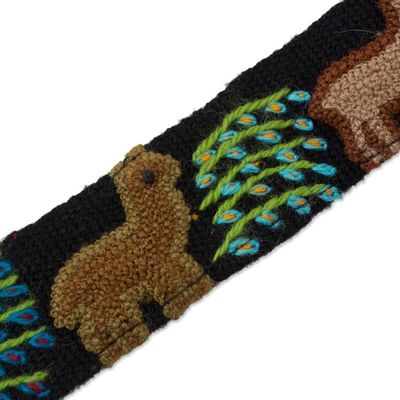 Alternate image for Embroidered Llama Pattern Wool Headband from Peru Llama Parade