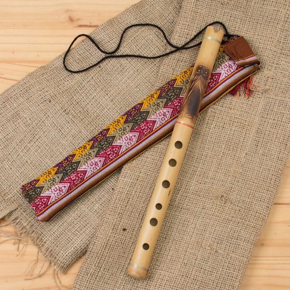 Peruvian Bamboo Quena Flute 'Night Owl'