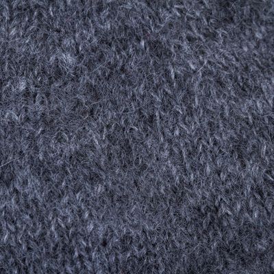 Alternate image for Reversible Grey and Black 100 Alpaca Hat Knitted by Hand Shadows at Dusk
