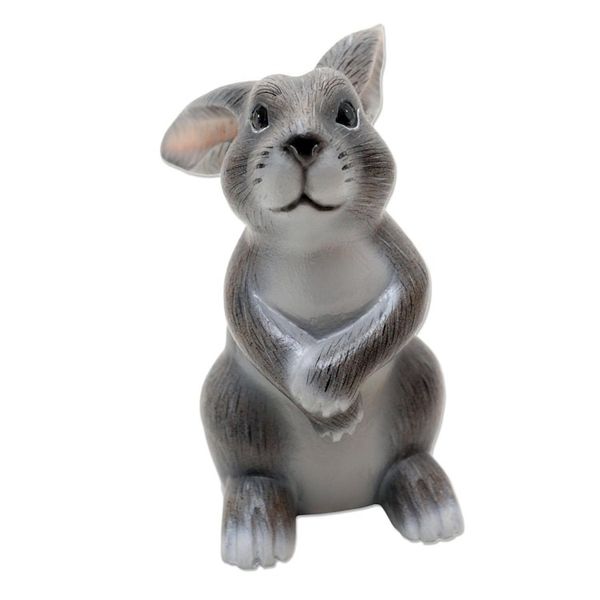 Alternate image for Hand Carved Grey Rabbit Statuette Adorable Rabbit in Grey