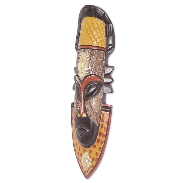 Alternate image for Regal Handcrafted African Sese Wood Mask from Ghana Noble King