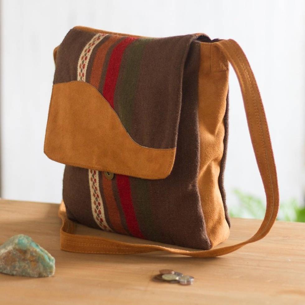 Suede Accented Wool Blend Sling from Peru 'Mountain Walker'
