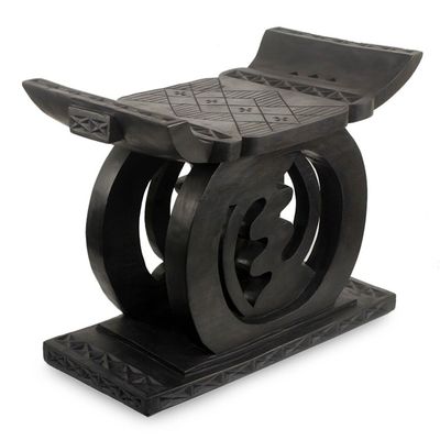 Alternate image for Fair Trade Wood Throne Stool Chemu Lagoon