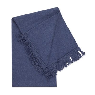 Alternate image for 100 Baby Alpaca Throw Blanket in Solid Azure from Peru Blissful Dream in Azure