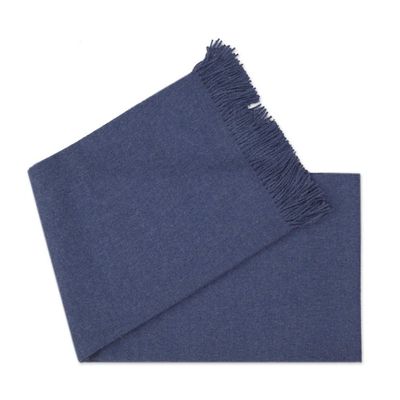 Alternate image for 100 Baby Alpaca Throw Blanket in Solid Azure from Peru Blissful Dream in Azure