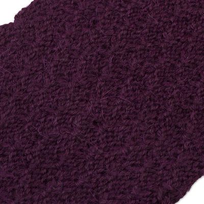 Alternate image for Boysenberry 100 Baby Alpaca Honeycomb Pattern Knit Headband Wavelength in Boysenberry