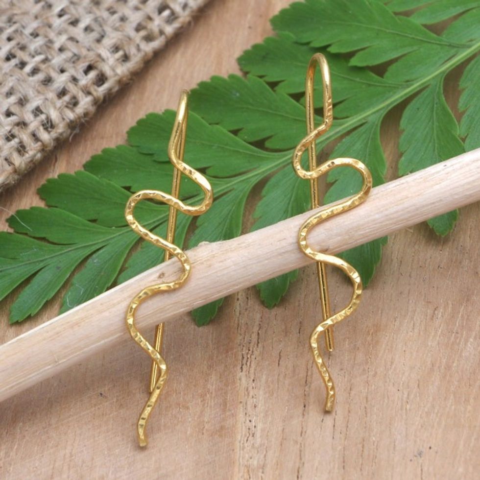 18k Gold-plated Hand-crafted Drop Earrings from Indonesia 'Beautiful Movement'