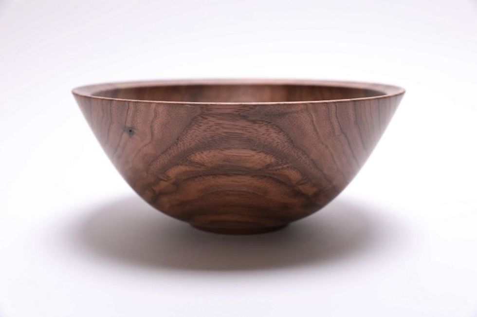 #2489 Curly Wild Black Walnut Wooden Bowl 8 5/8" x 3 3/4"