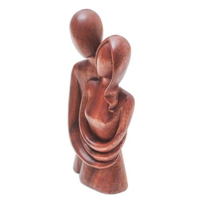 Alternate image for Handmade Romantic Suar Wood Sculpture Honeymoon Couple