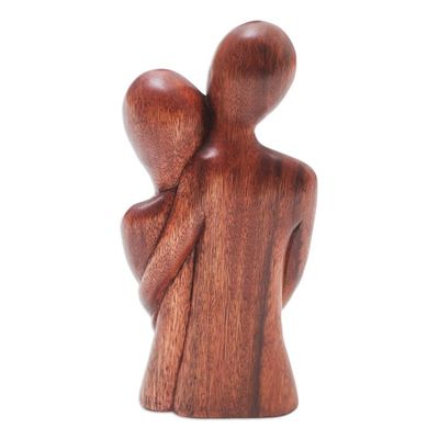 Alternate image for Handmade Romantic Suar Wood Sculpture Honeymoon Couple