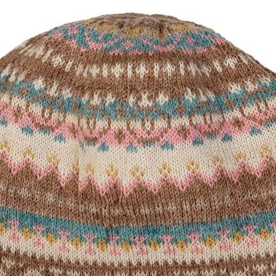 Alternate image for Multicolor 100 Baby Alpaca Andean Hat crafted in Peru Tan Pastels