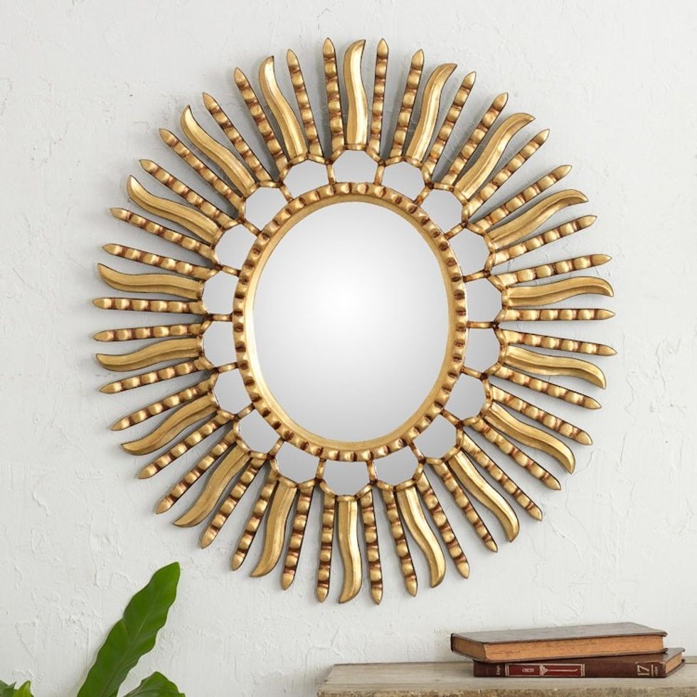 Starburst Bronze Leaf Mirror from Peru 'Winter Sunburst'