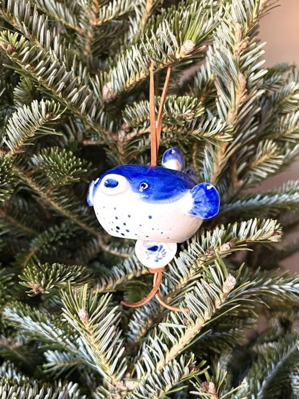 Hanging Porcelain Pufferfish