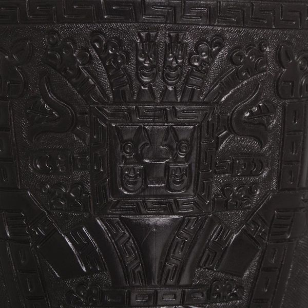 Alternate image for Artisan Crafted Inca Leather Brown Waste Basket Warrior Guard