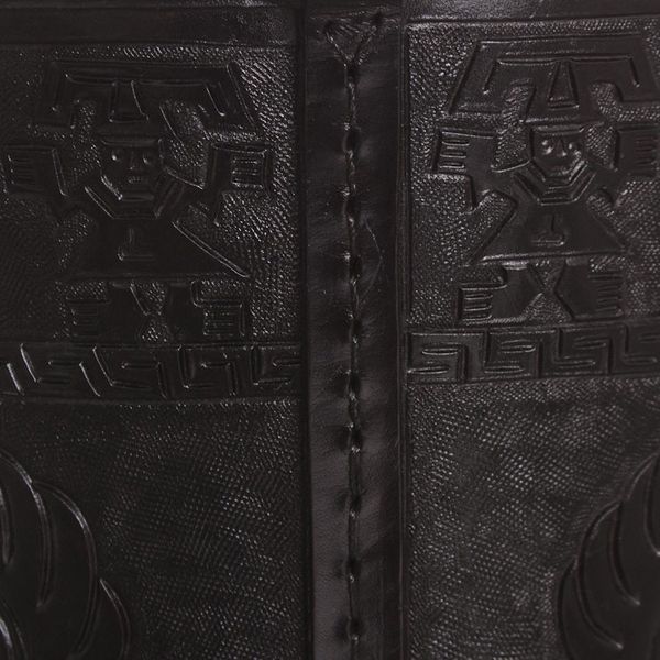 Alternate image for Artisan Crafted Inca Leather Brown Waste Basket Warrior Guard