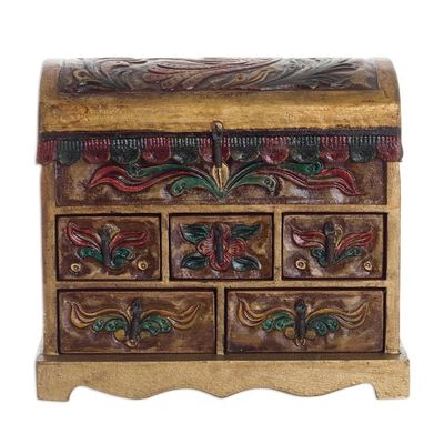 Alternate image for Collectible Leather and Wood Jewelry Box Antique Tan