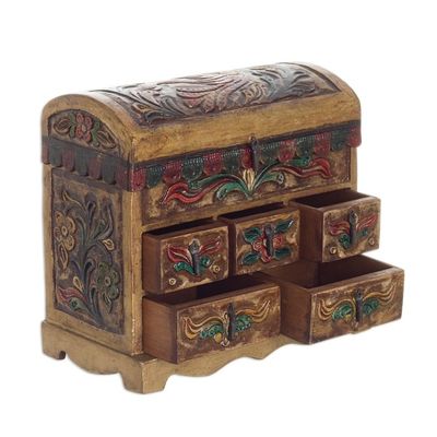 Alternate image for Collectible Leather and Wood Jewelry Box Antique Tan