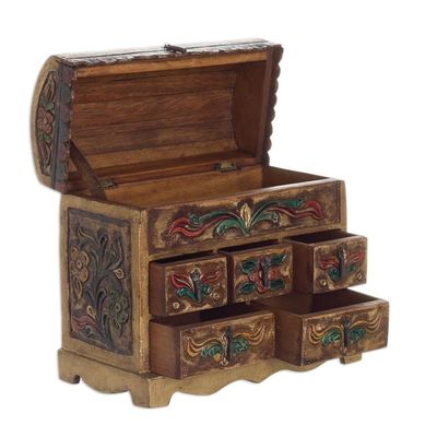Alternate image for Collectible Leather and Wood Jewelry Box Antique Tan