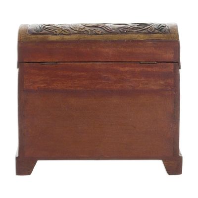 Alternate image for Collectible Leather and Wood Jewelry Box Antique Tan