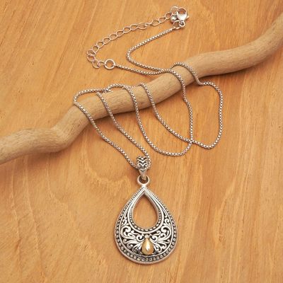 Alternate image for Drop-Shaped 18k Gold-Accented Pendant Necklace from Bali Dawn Drop