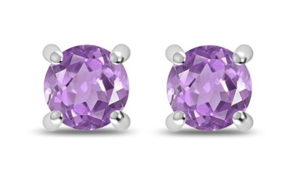 Sterling Silver Amethyst Stud Earrings