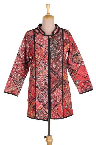 Alternate image for Printed Cotton Jacket with Various Motifs from India Blissful Variety