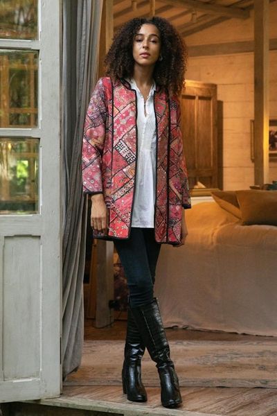 Alternate image for Printed Cotton Jacket with Various Motifs from India Blissful Variety