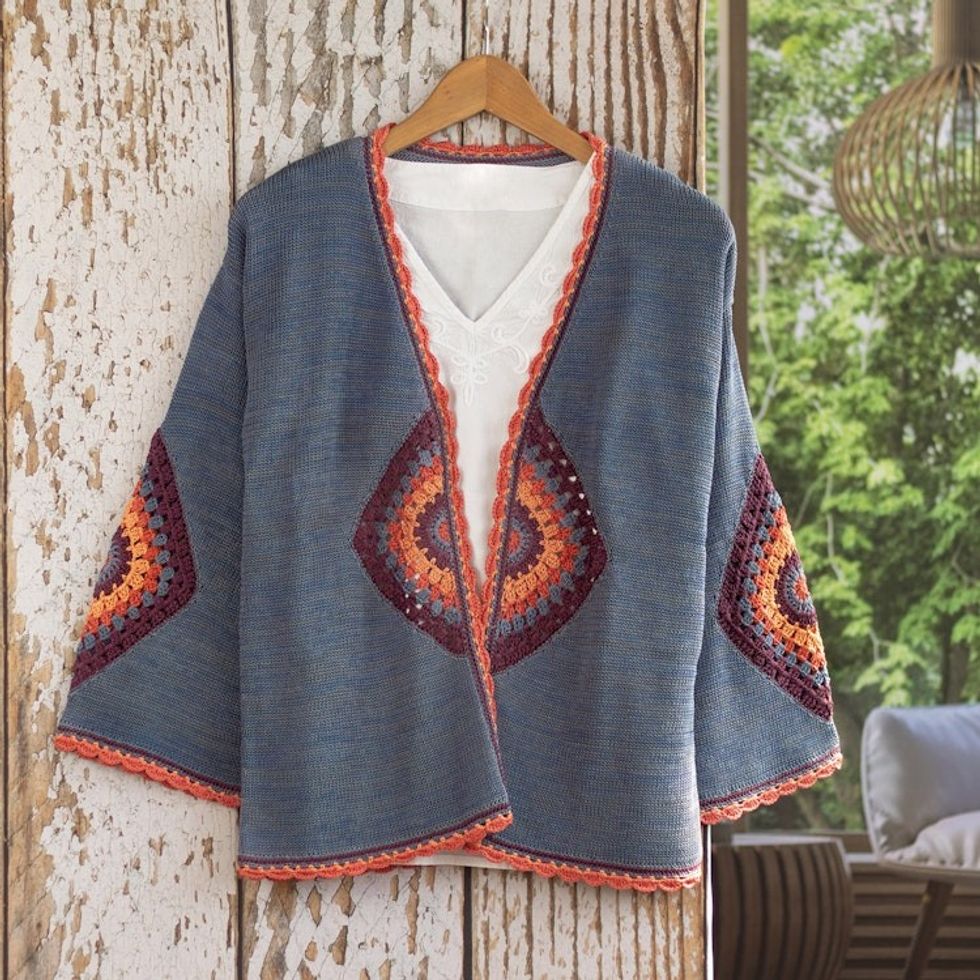 Hand-Crocheted Open Cardigan 'Andes Sunrise'