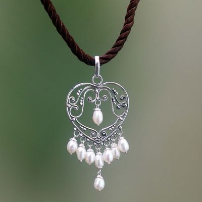 Primary image for Artisan Crafted Silver and Pearl Necklace Heart Symphony