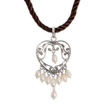Alternate image for Artisan Crafted Silver and Pearl Necklace Heart Symphony