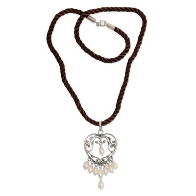 Alternate image for Artisan Crafted Silver and Pearl Necklace Heart Symphony