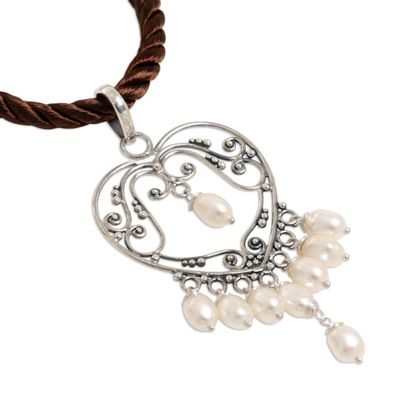 Alternate image for Artisan Crafted Silver and Pearl Necklace Heart Symphony