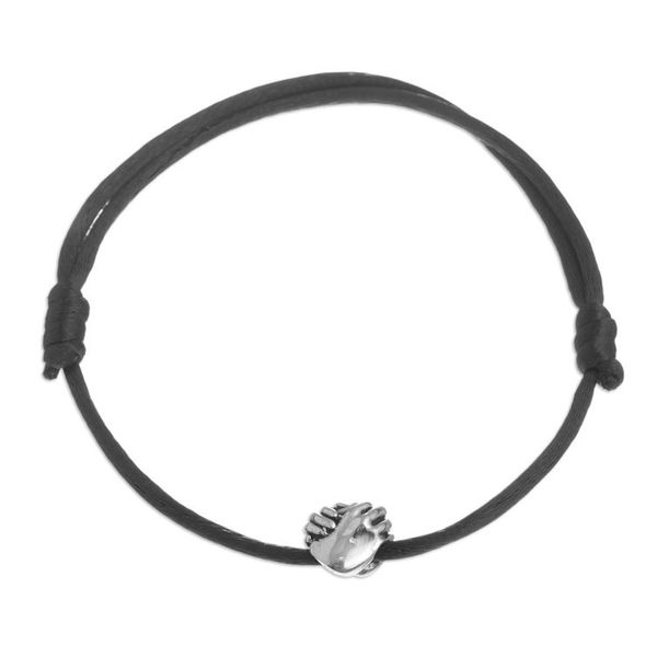 Alternate image for Cord Bracelet with Sterling Hands Join Hands in Black