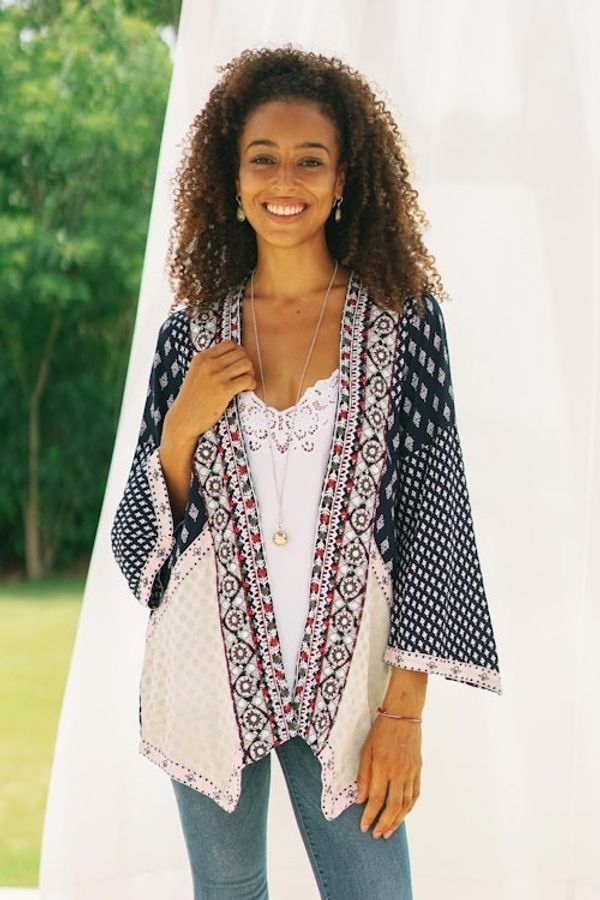 Alternate image for Embroidered Open Jacket in Midnight Blue Boho Beauty