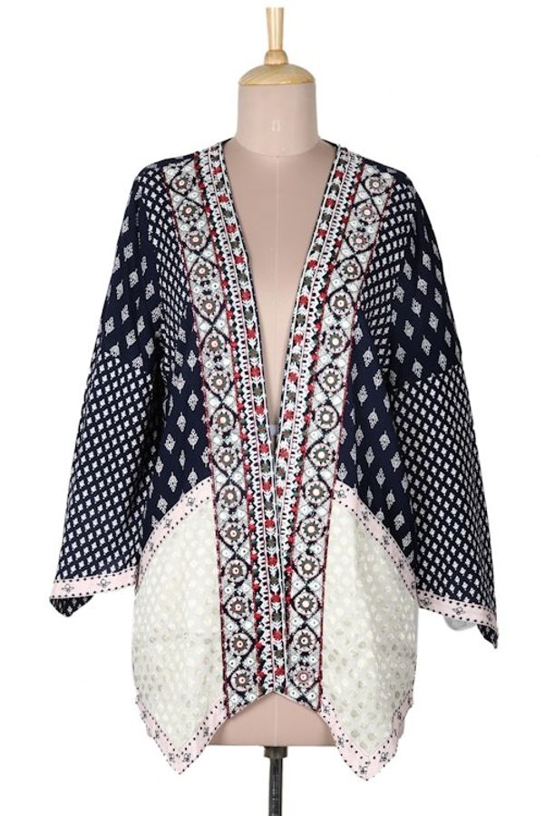 Alternate image for Embroidered Open Jacket in Midnight Blue Boho Beauty