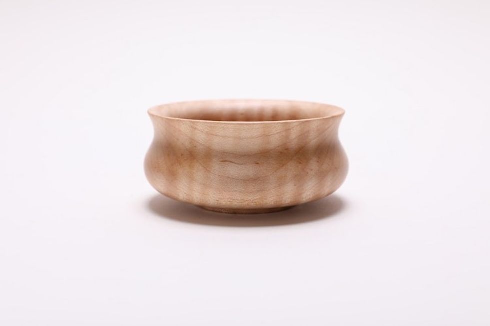 #2507 Tiger Maple Wooden Potbelly Bowl 4 1/8" x 2"