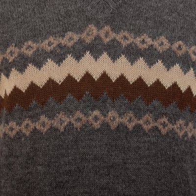 Alternate image for 100 Alpaca Dark Grey Mens Pullover Sweater from Peru Andes Grey