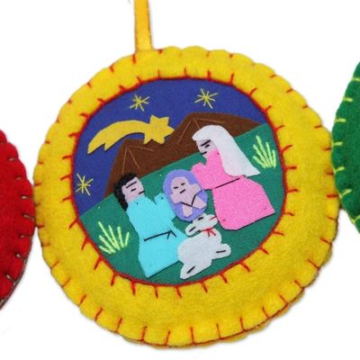 Alternate image for Applique Christmas Ornaments Set of 6 Handmade in Peru Christmas Fiesta