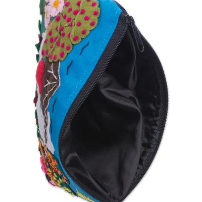 Alternate image for Grazing Alpacas Colorful Cotton Blend Appliqu Pencil Case Happy Alpaca