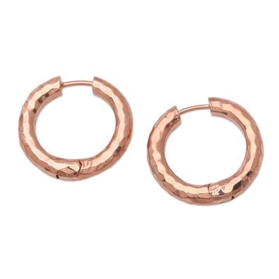 Alternate image for Hand Made Rose Gold-Plated Hoop Earrings Endless Hoops in Rose