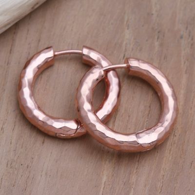 Alternate image for Hand Made Rose Gold-Plated Hoop Earrings Endless Hoops in Rose