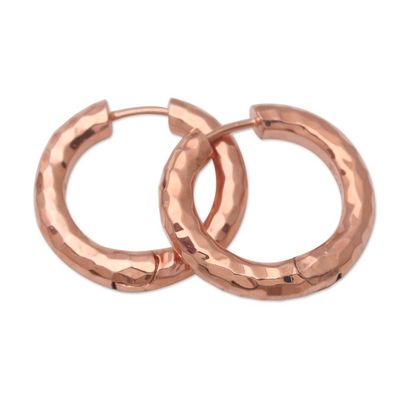 Alternate image for Hand Made Rose Gold-Plated Hoop Earrings Endless Hoops in Rose