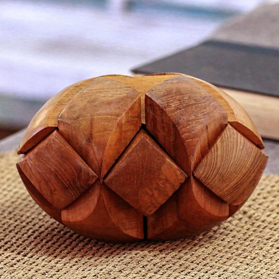 Handcarved Teak Wood Puzzle from Java 'Magical Illusion'
