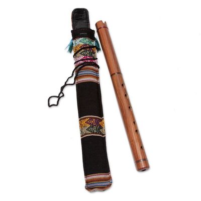 Alternate image for Quena Wood Inca Flute with Case Handmade in Peru Jacaranda