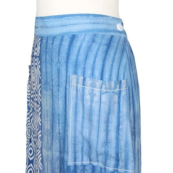 Alternate image for Cerulean and Ivory Hand-Stamped Batik Cotton Skirt from Java Cerulean Wealth