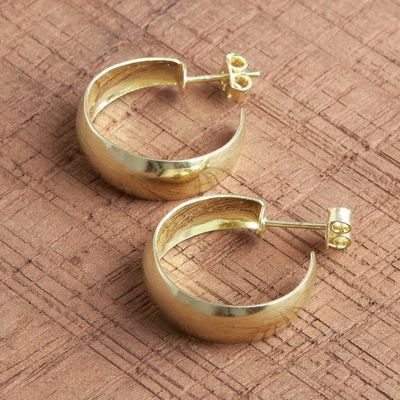 Alternate image for 18k Gold Plated Sterling Silver Half-Hoop Earrings from Peru Classic Shine