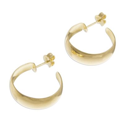 Alternate image for 18k Gold Plated Sterling Silver Half-Hoop Earrings from Peru Classic Shine